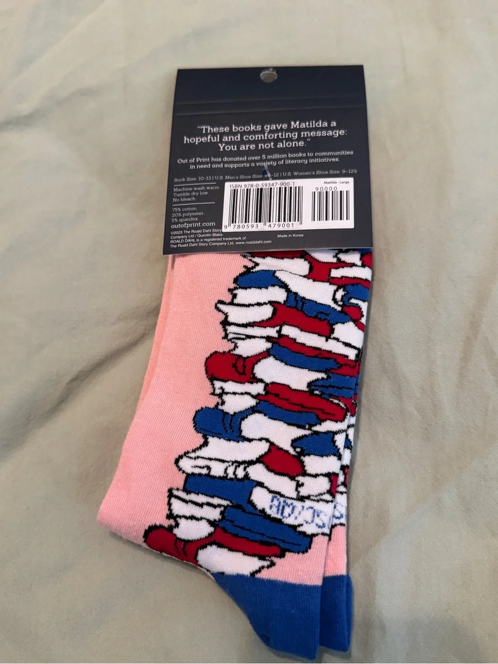 Out of Print Matilda socks library socks new